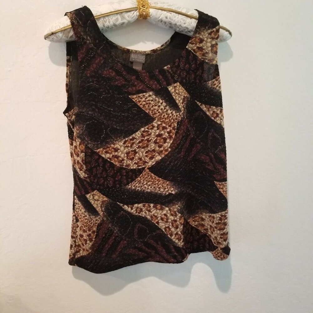 Additions by Chico's Top Womens 2 Sleeveless Mixed Animal Print Tank Top Casual